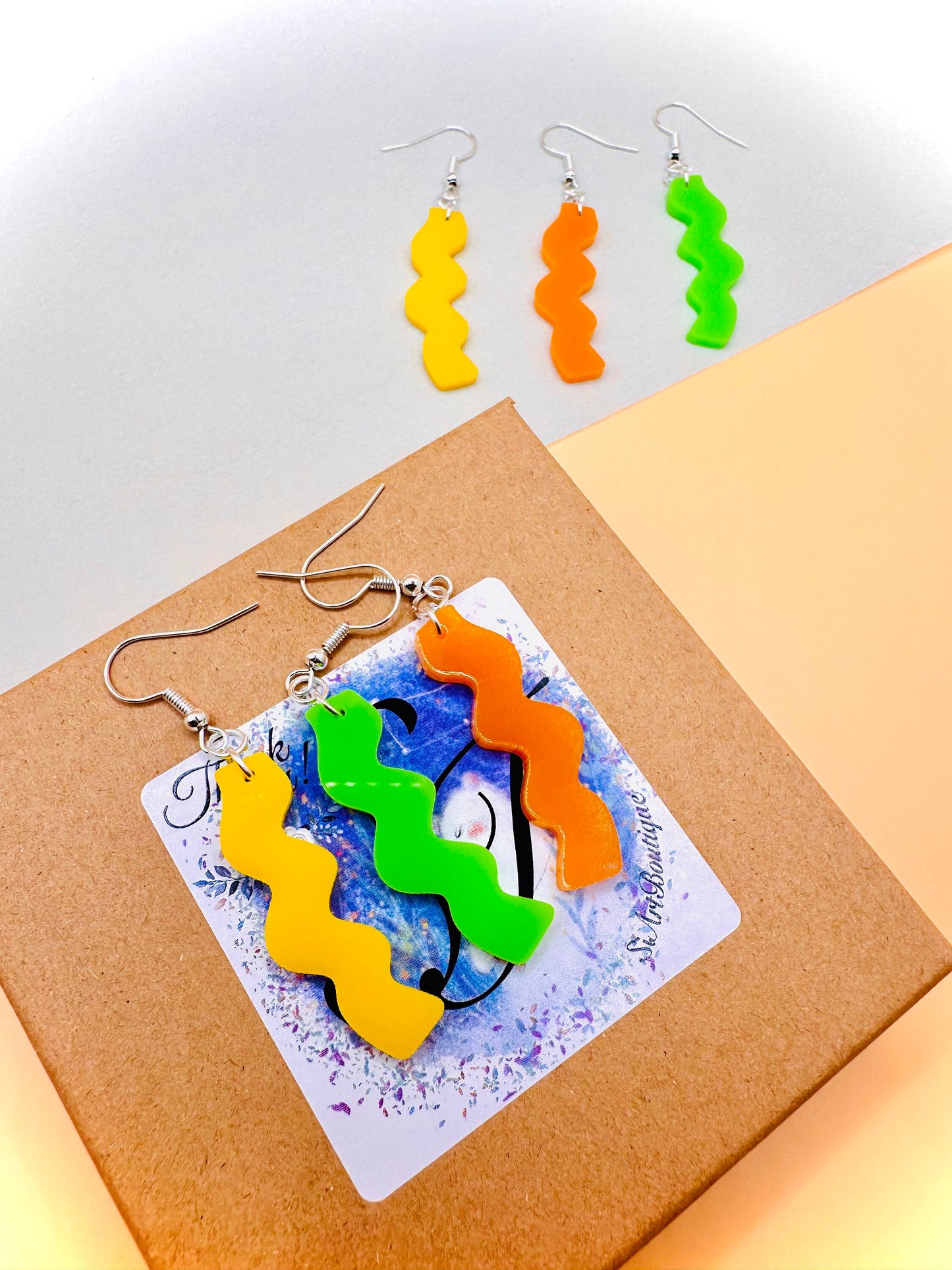 Squiggle Zig Zag Acrylic Dangle Earrings