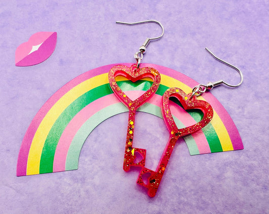 Key-Shaped Dangle Earrings