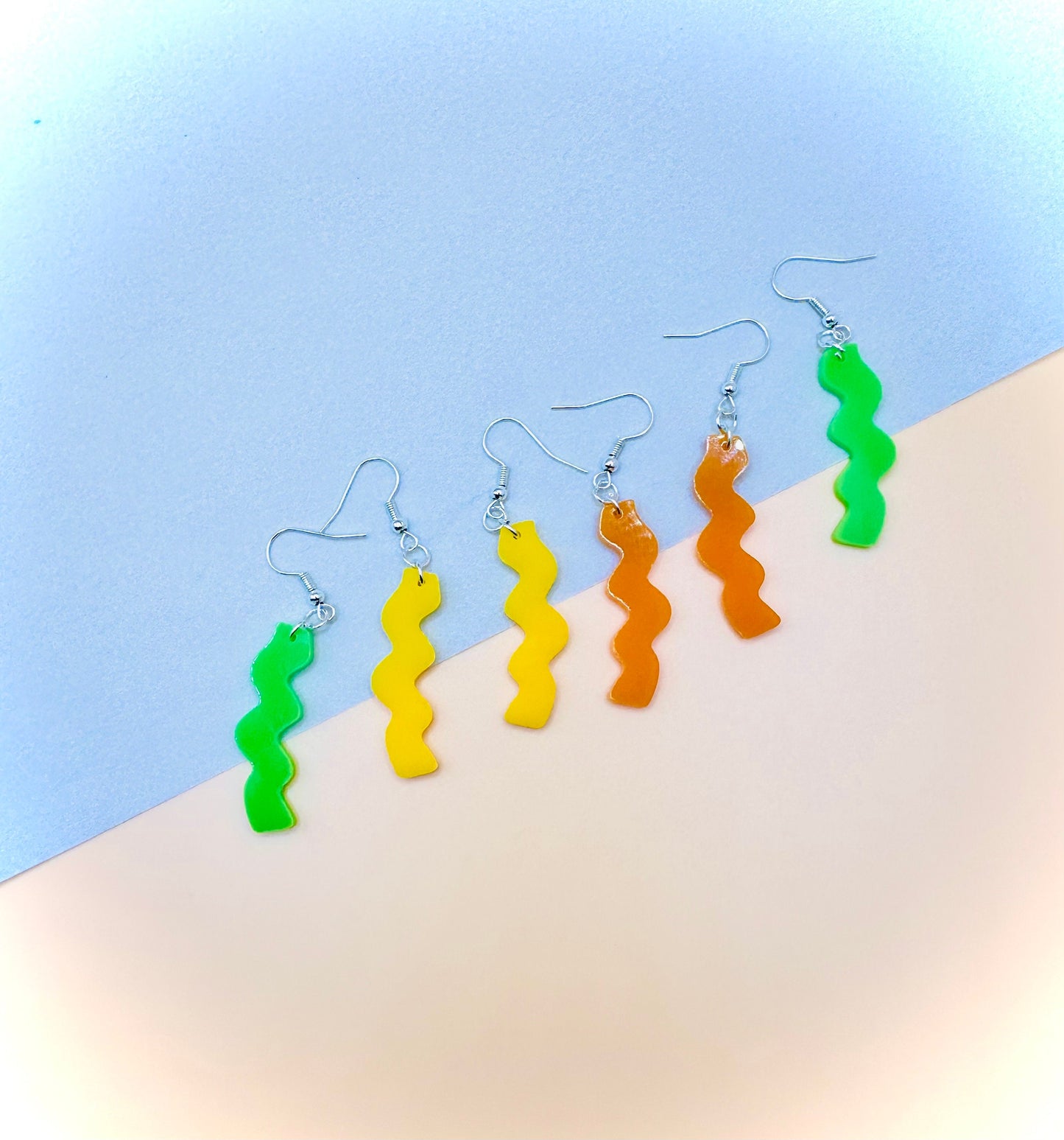 Squiggle Zig Zag Acrylic Dangle Earrings