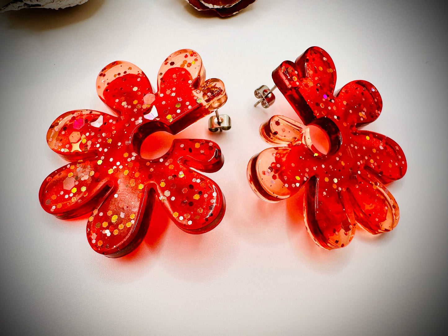 Resin Earrings Floral Design