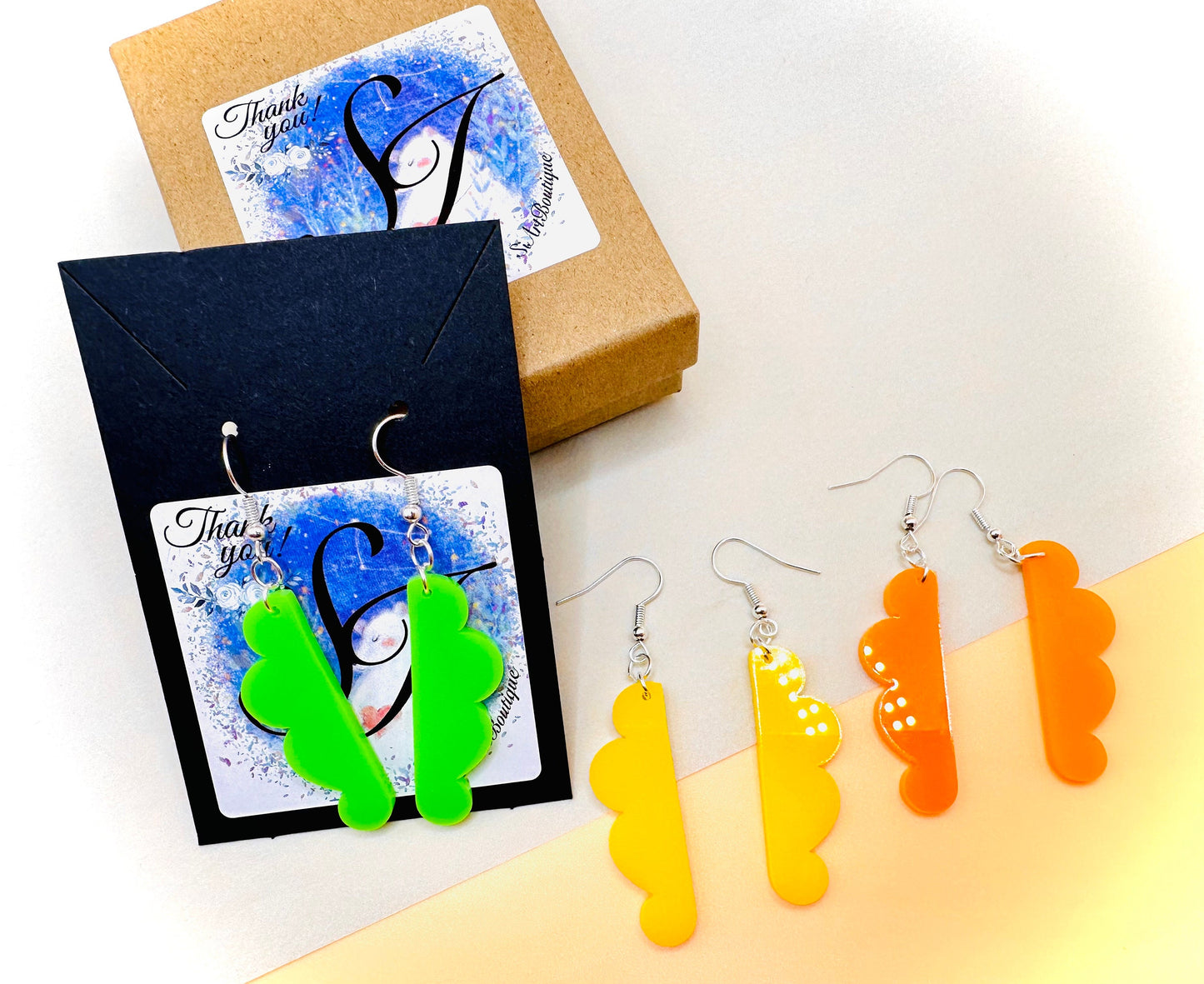 Squiggle Zig Zag Acrylic Dangle Earrings