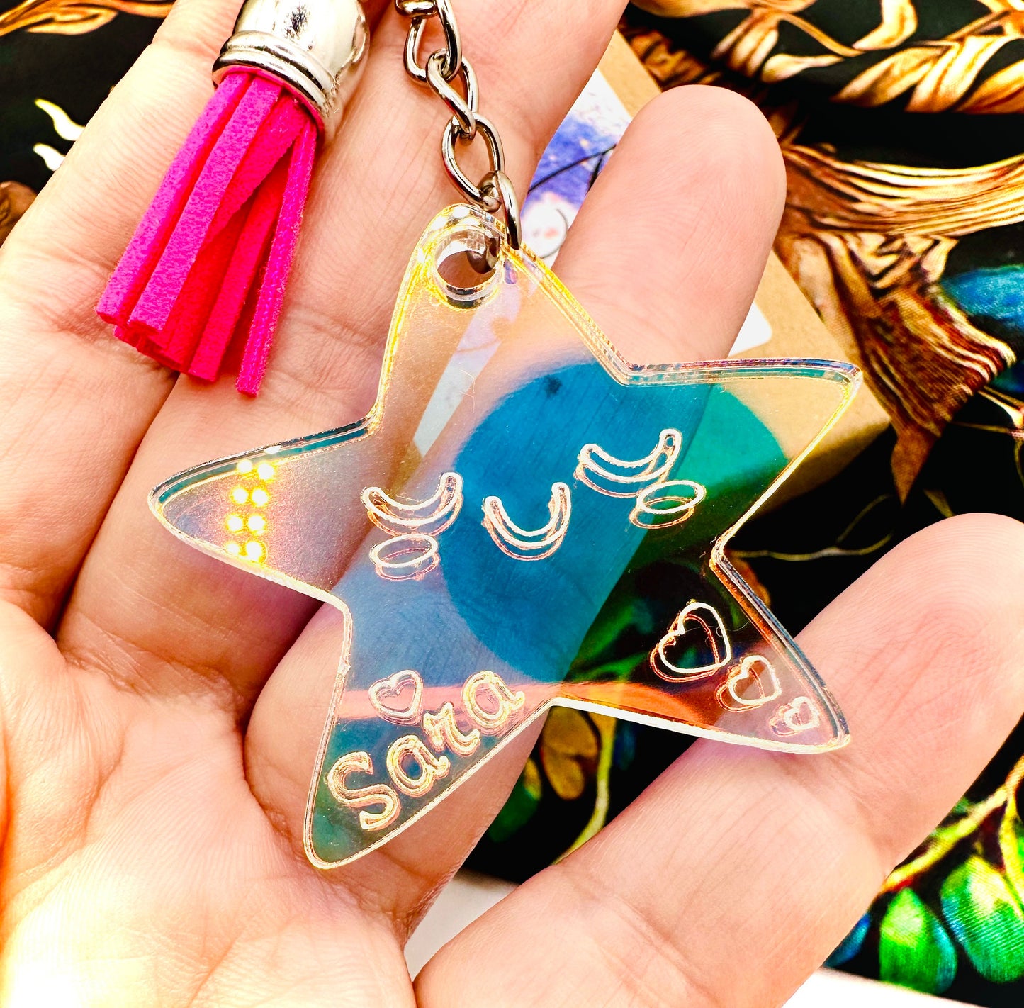 Iridescent Kawaii Star Keychain