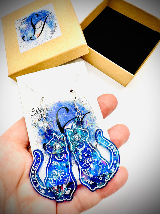 Mystical Celestial Cat Earrings