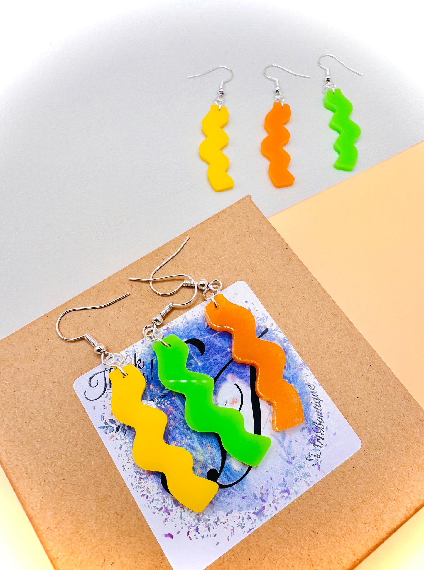 Squiggle Zig Zag Acrylic Dangle Earrings