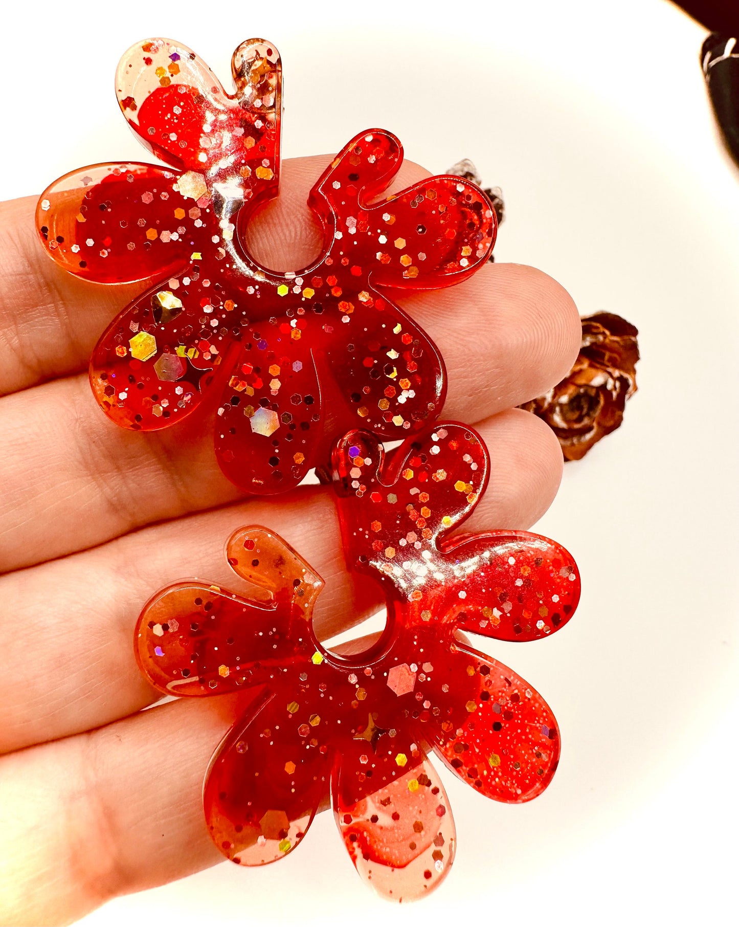 Resin Earrings Floral Design