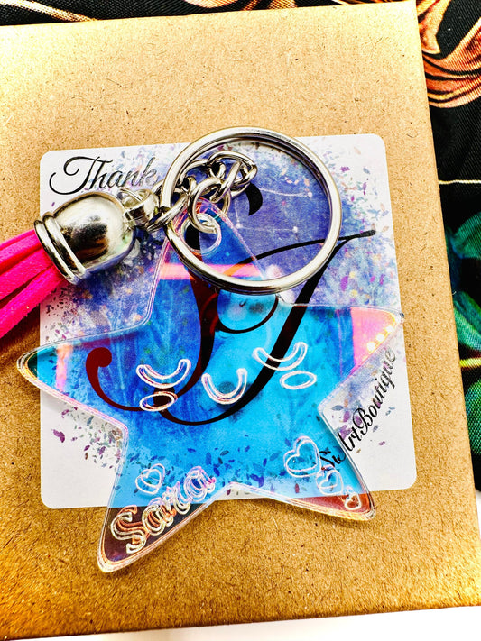 Iridescent Kawaii Star Keychain