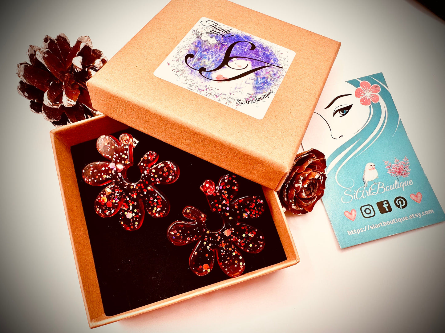 Resin Earrings Floral Design