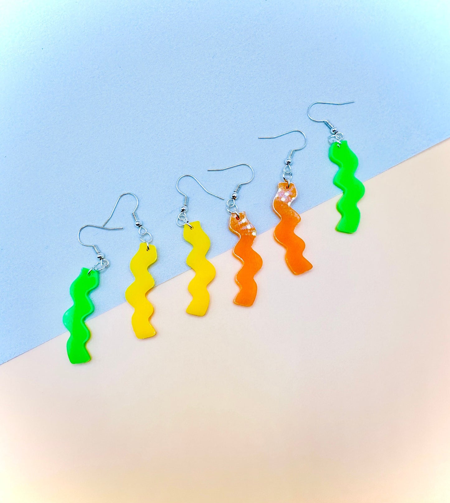 Squiggle Zig Zag Acrylic Dangle Earrings