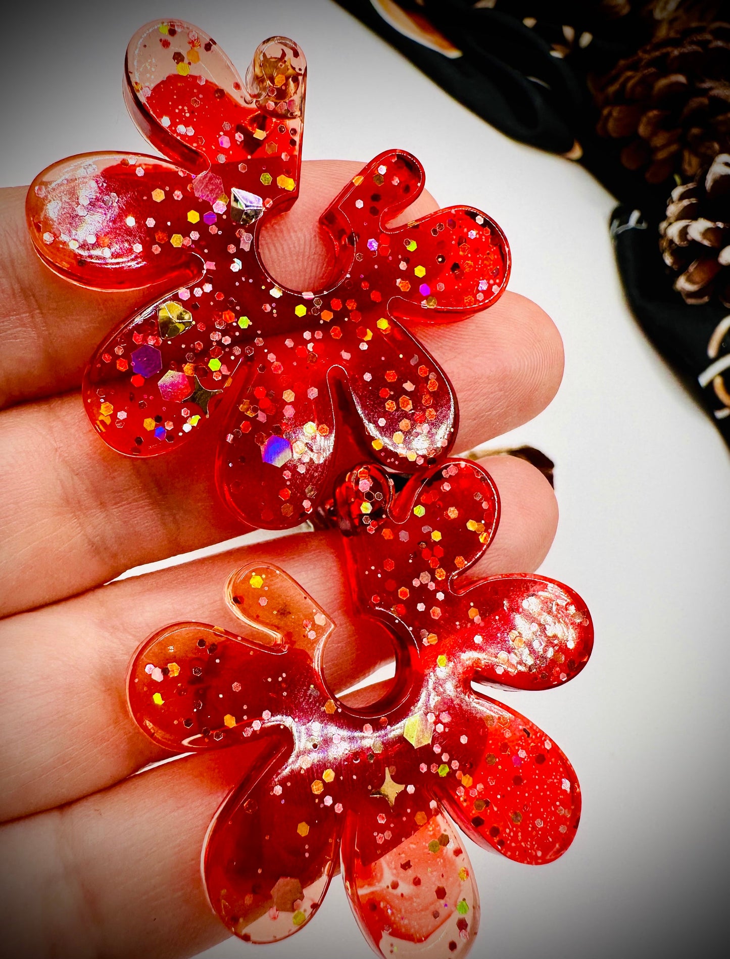 Resin Earrings Floral Design