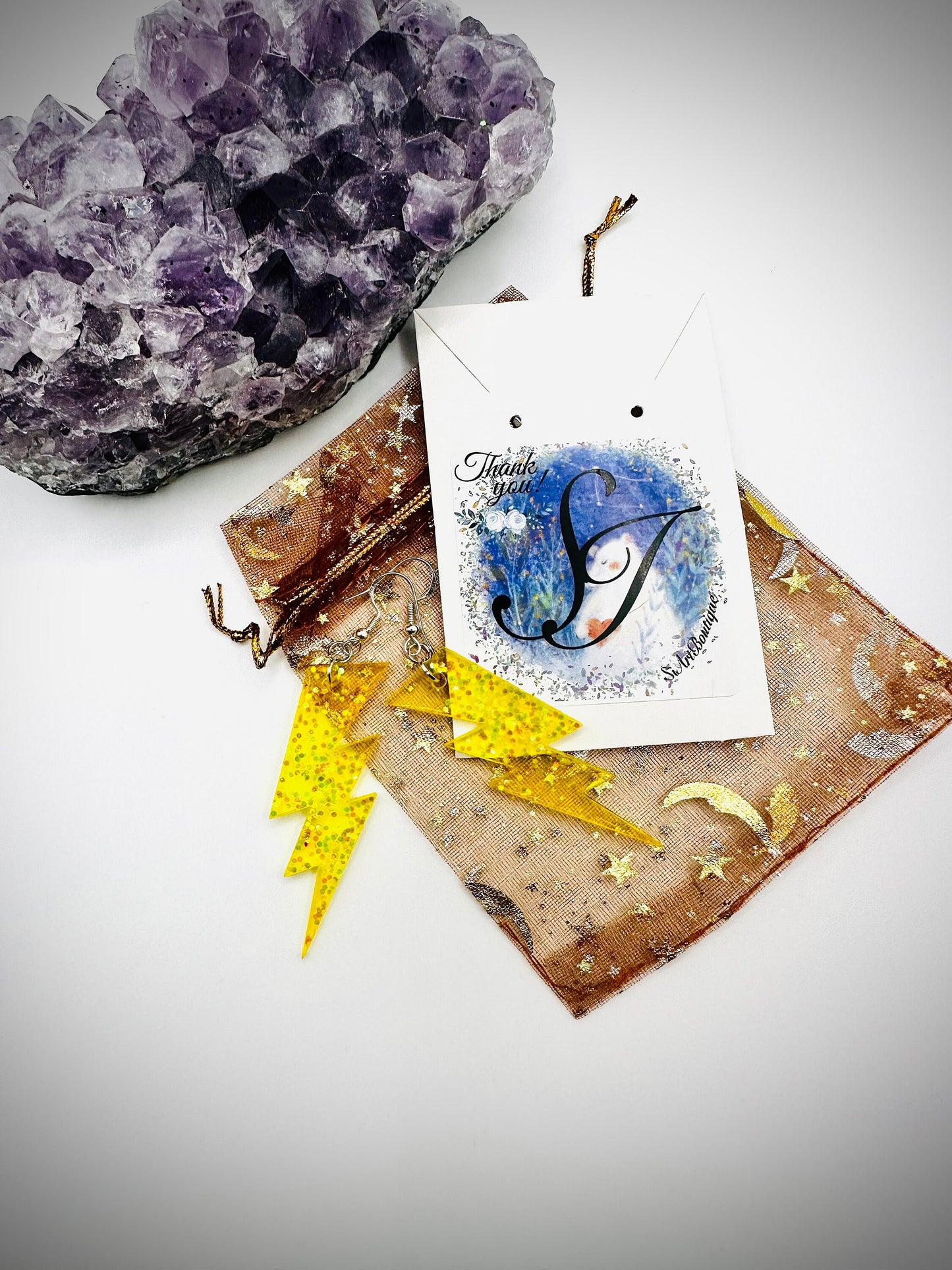 Yellow Lightning Bolt Earrings