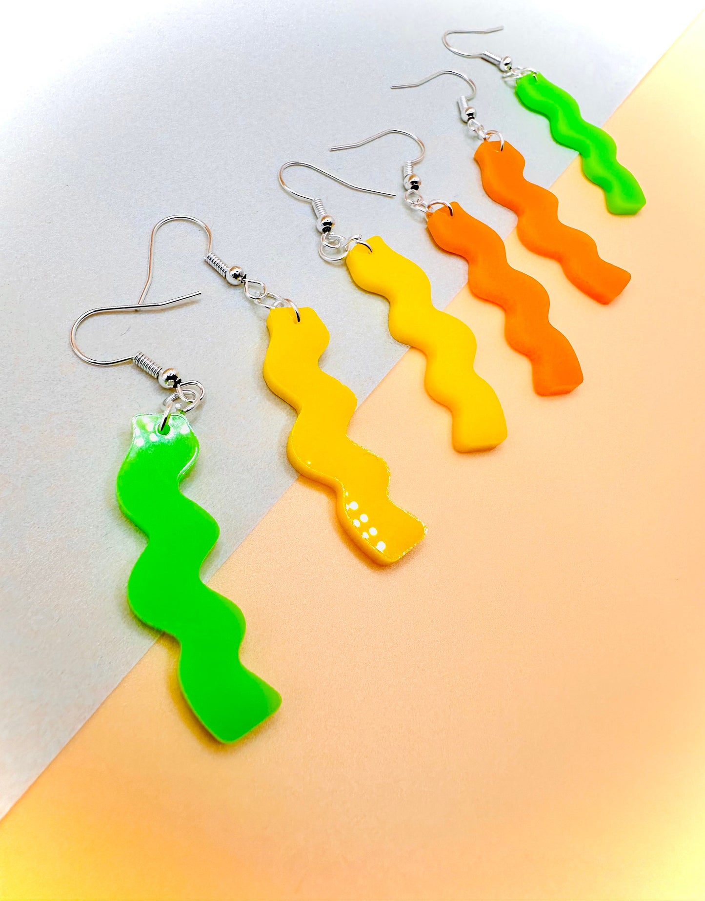 Squiggle Zig Zag Acrylic Dangle Earrings