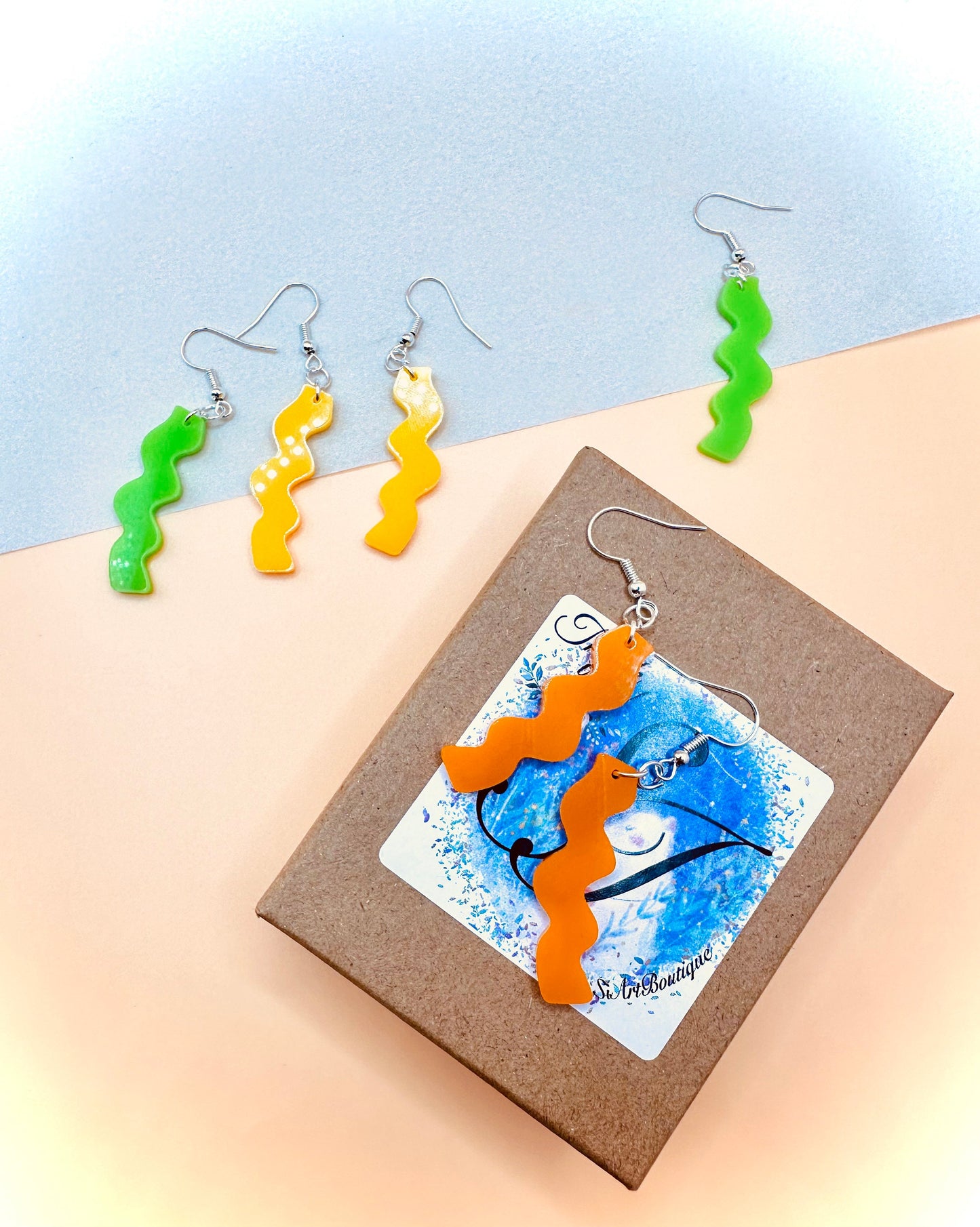 Squiggle Zig Zag Acrylic Dangle Earrings