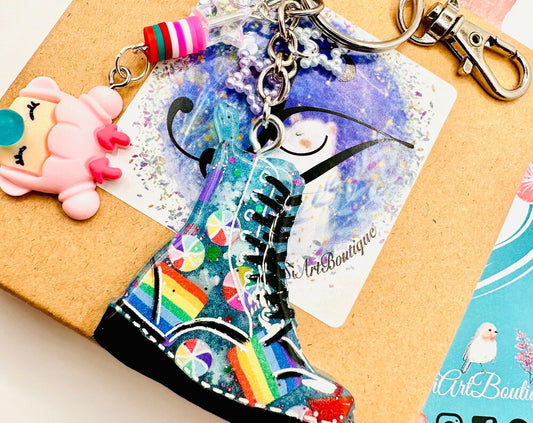 Rainbow Boots Keychain